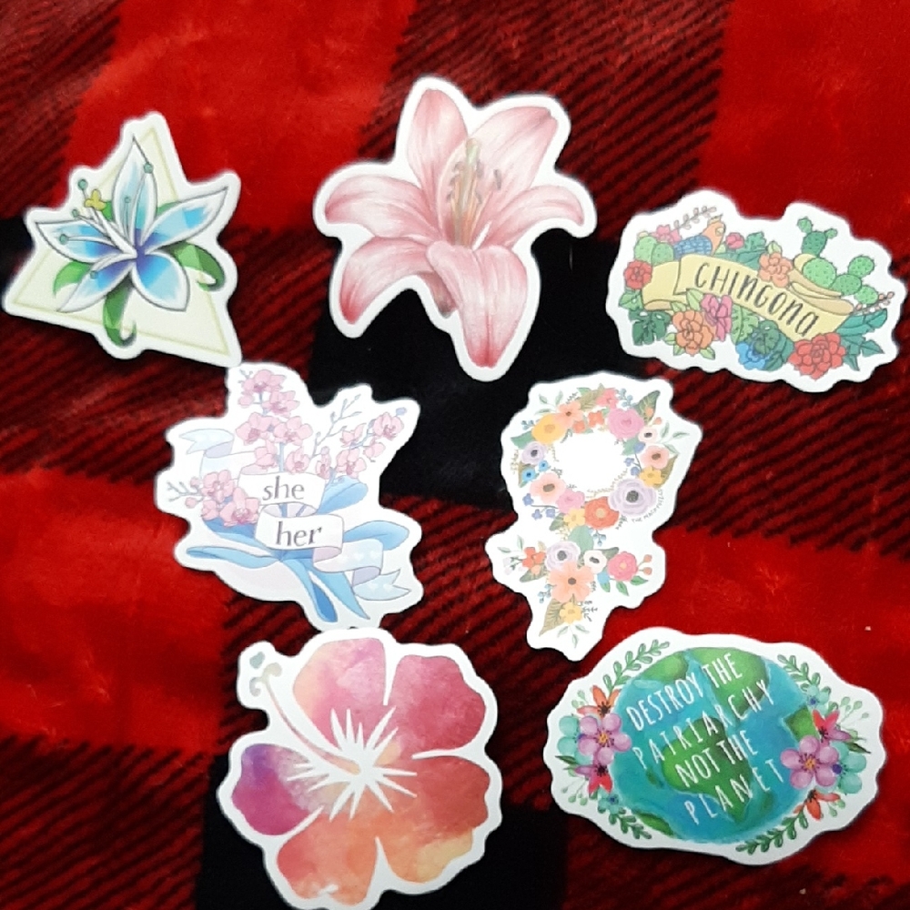 Colorful Floral and Inspirational Stickers Set
